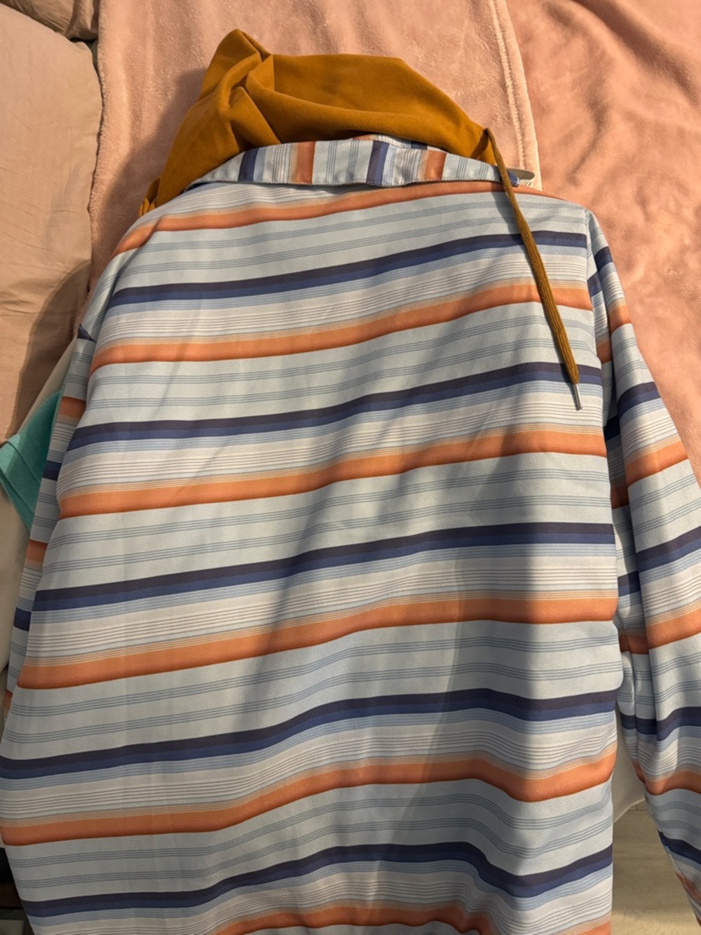 Amazon Striped Lightweight Shirt Jacket in Blue, Orange, Tan - Picture 3 of 3